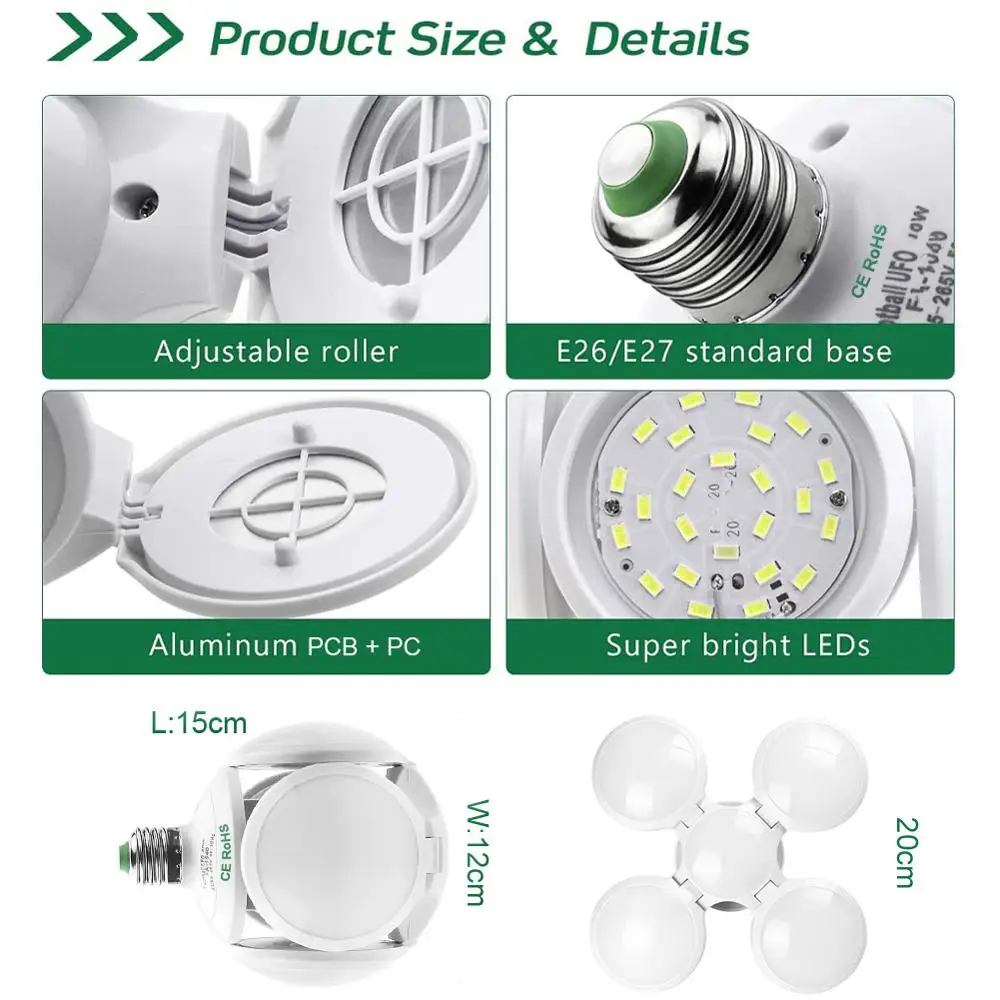 Складной светодиодный светильник высокого отсека для гаража магазин складов