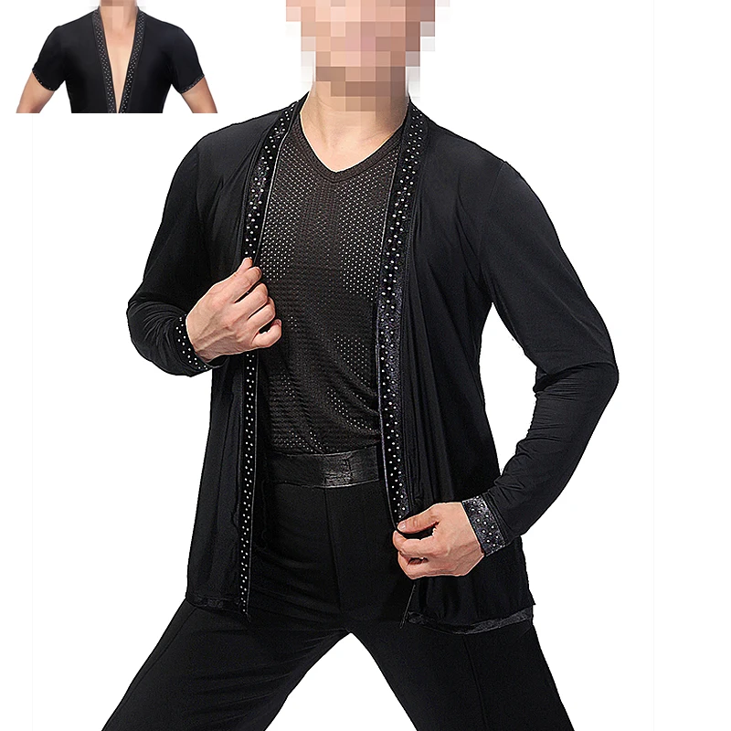Стразы танцевальные топы для мужчин одежда латиноамериканских танцев Мужская