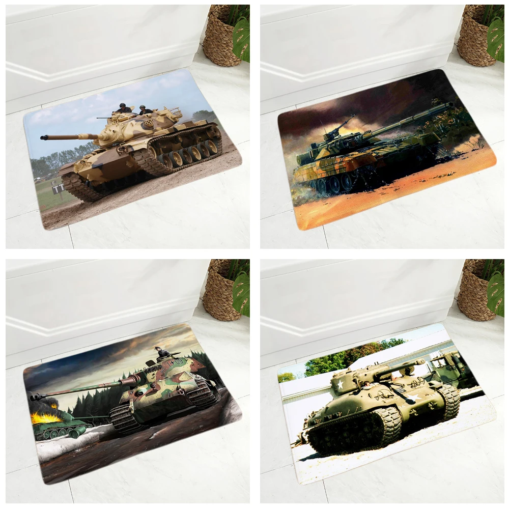 

Armored Car Floor Mat for Children Room Bedroom Non-Slip Decor World War Tank Doormat Kitchen Carpet 40x60cm