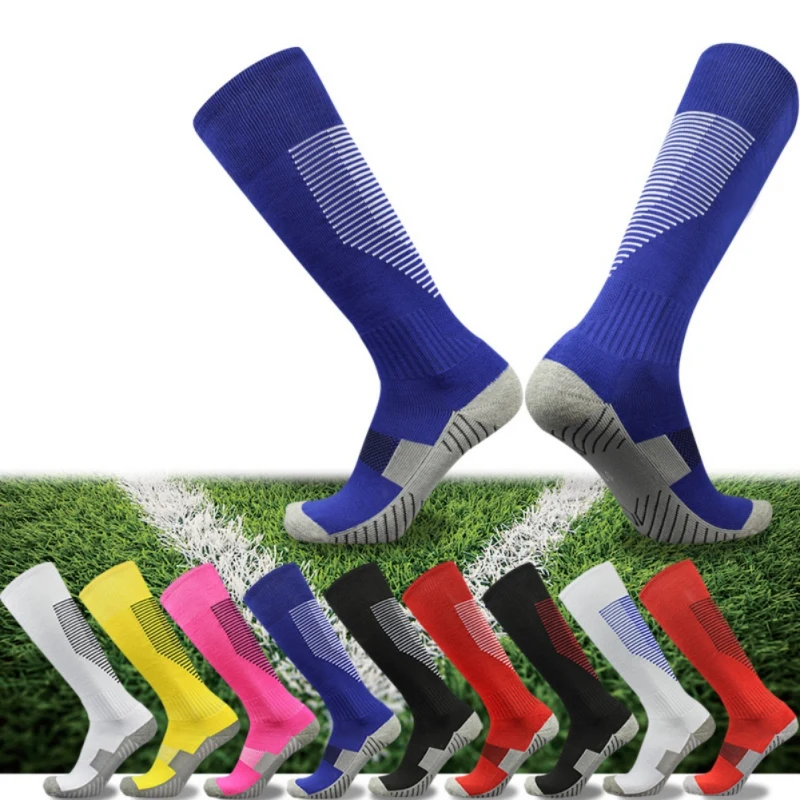 

Adult Kids Professional Sports Soccer Socks Non-slip Knee High Football Sock Thickening Towel Bottom Sweat-absorbing Breathable