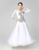 high quality ballroom competition dance dress white color elegant waltz dancing skirt adult standard ballroom dance dresses