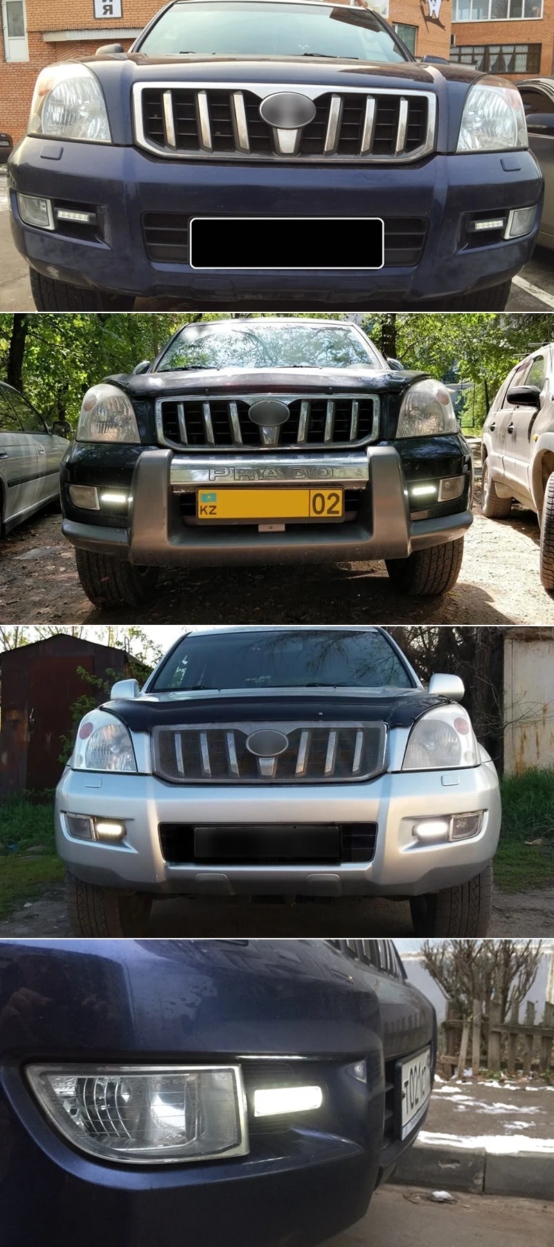 SNCN E-mark светодиодный Габаритные огни для Toyota Prado 120 FJ120 LC120 2003 2004 2005 2006 2007 2008 2009 DRL Противотуманные фары