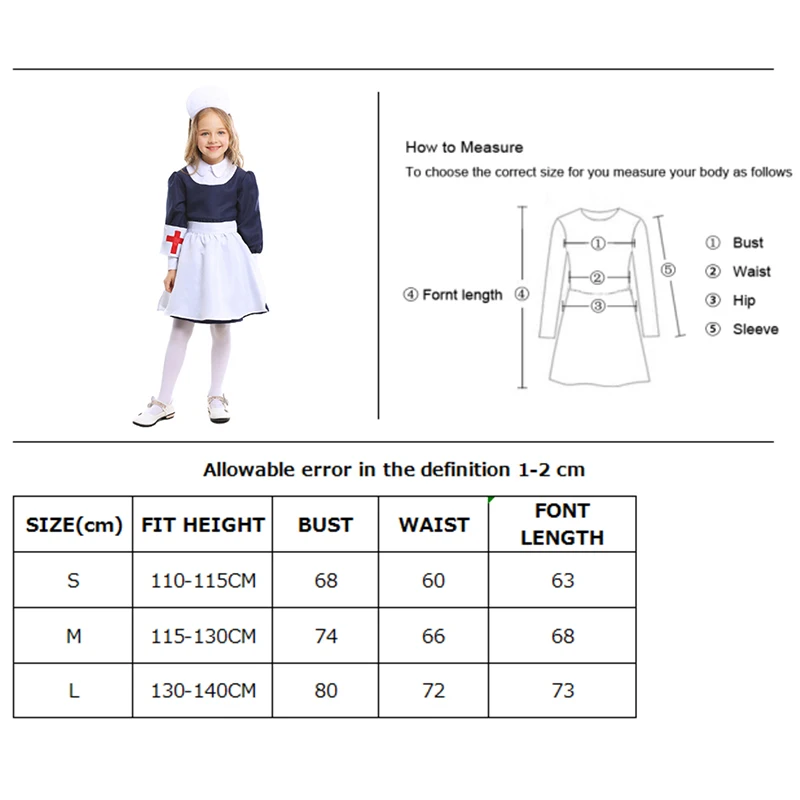 

New Arrivals Purim Girl Hospital Nurse Costume Care Worker Medical Uniform Cosplay Halloween Carnival Party Fancy Dress