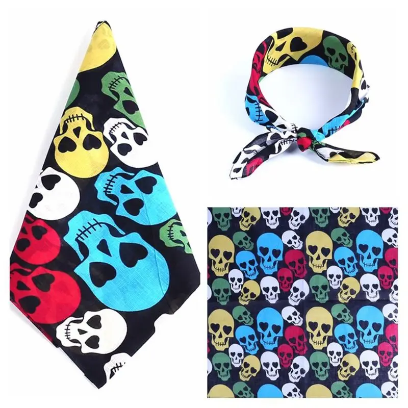 Бандана унисекс с рисунком черепа цветная хлопковая ткань квадратная бандана