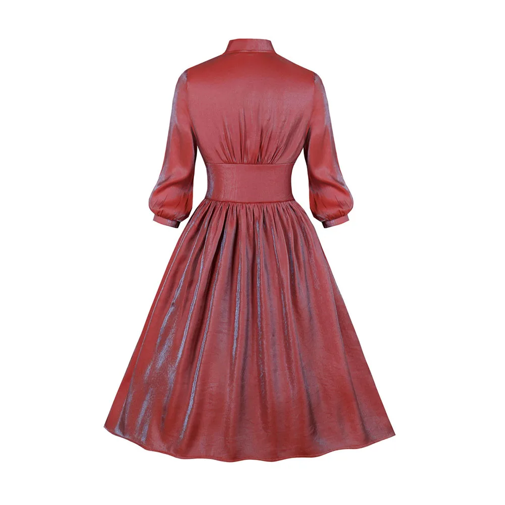 Женское винтажное вечернее платье миди элегантное в стиле ретро с v образным