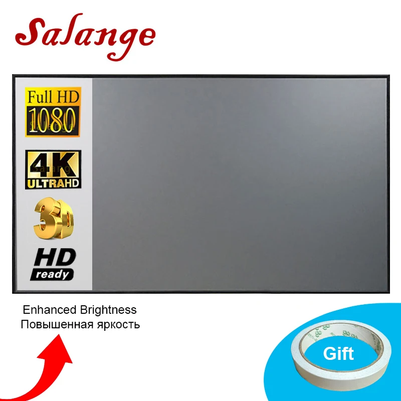 Salange экран для проектора, 72 84 100 120 дюймов 16:9 отражающая ткань для YG300 YG400 XGIMI H2 JMGO двухслойный поликристаллический кремний освинцованный проектор Xiaomi