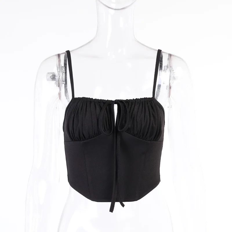 

Bodycon Sexy One-character Collar Crop Top Solid Color Irregular Sleeveless Simple Vest Casual Tirantes Mujer En*