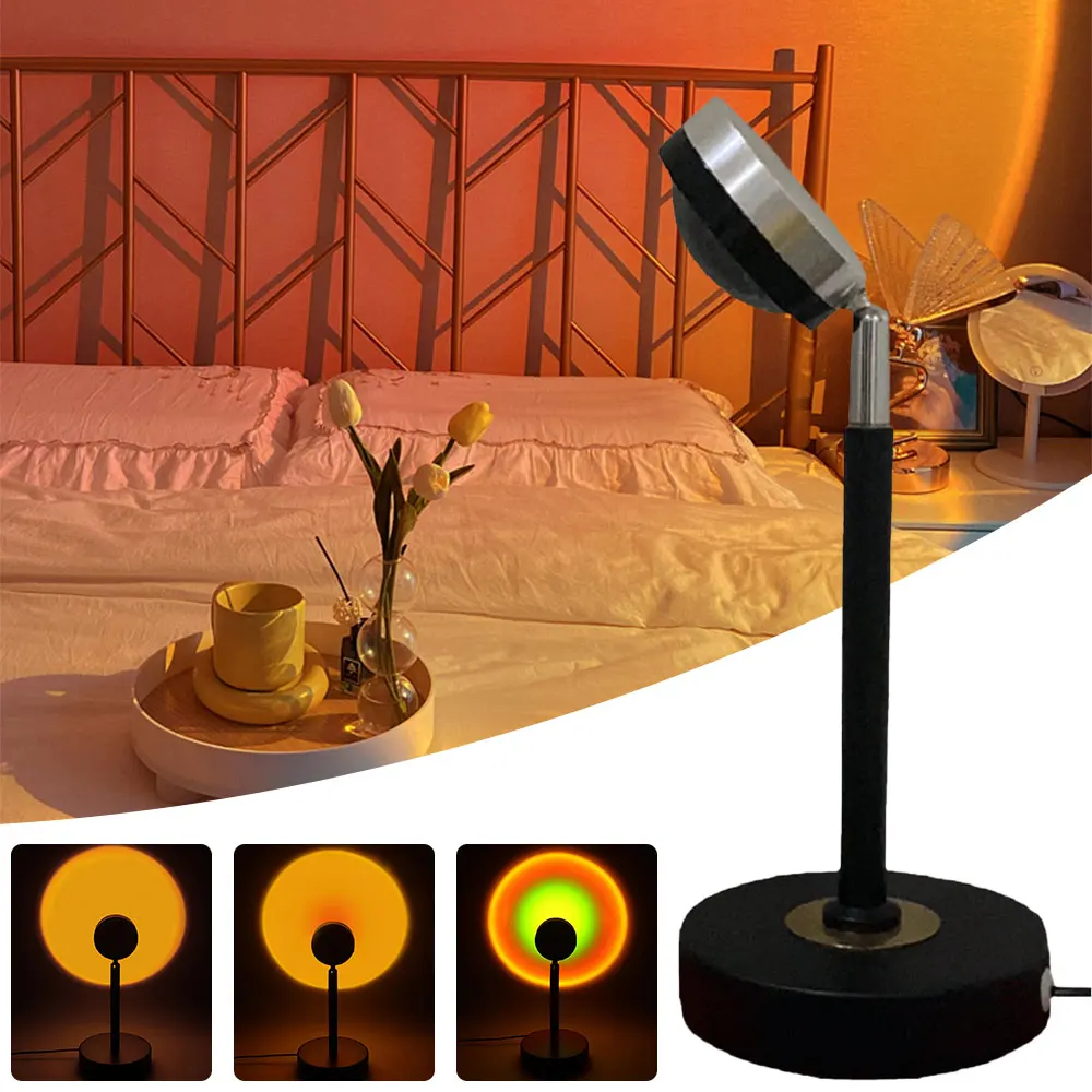 Радужный светодиодный ночник проектор с закатом украшение для спальни