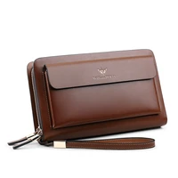 business mens brand clutch bags split leather phone credit card organizer large wallet new fashion zipper hand bag