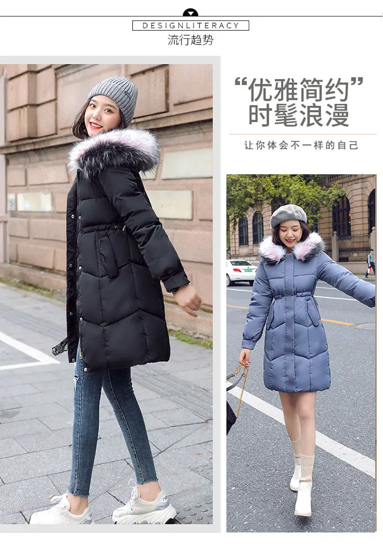 Abrigos Mujer Invierno женское пальто с капюшоном средней длины пальто парка Меховая зимняя куртка женская зимняя Толстая куртка женская