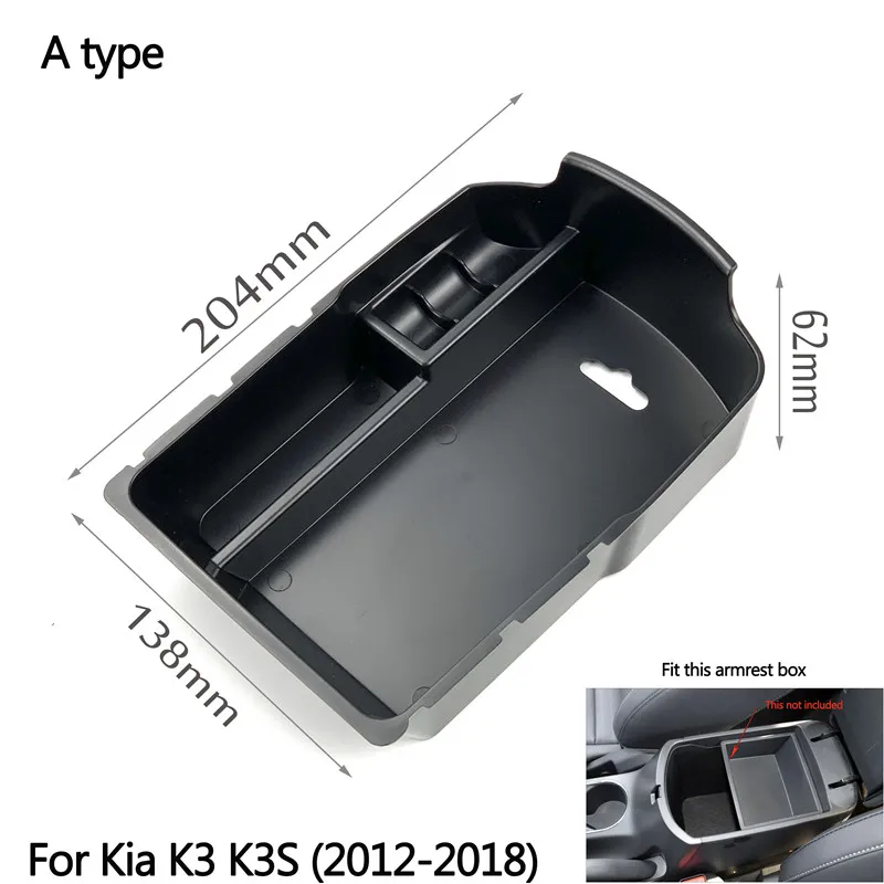 FOR K3 K3S 2012-18 Автомобильный Стайлинг, центральный подлокотник, коробка для хранения, чехол на поддон для Kia Rio K2 K3 K3S K4 K5 KX3 KX7 KX5 Sportage QL BORREGO Sorento Forte - Название цвета: FOR K3 K3S 2012-18