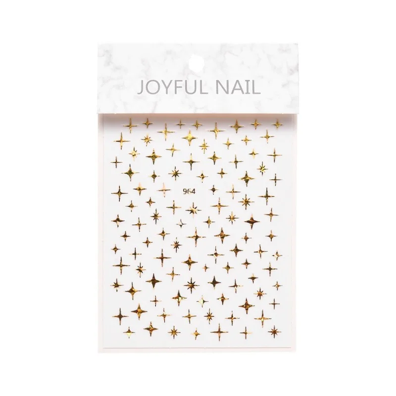 

Geometry 3D Glitter Laser Star Sticker for Nail Art Decoration Gold White Silver Black Thin Foils 3D Manicure Slider Nail Decal