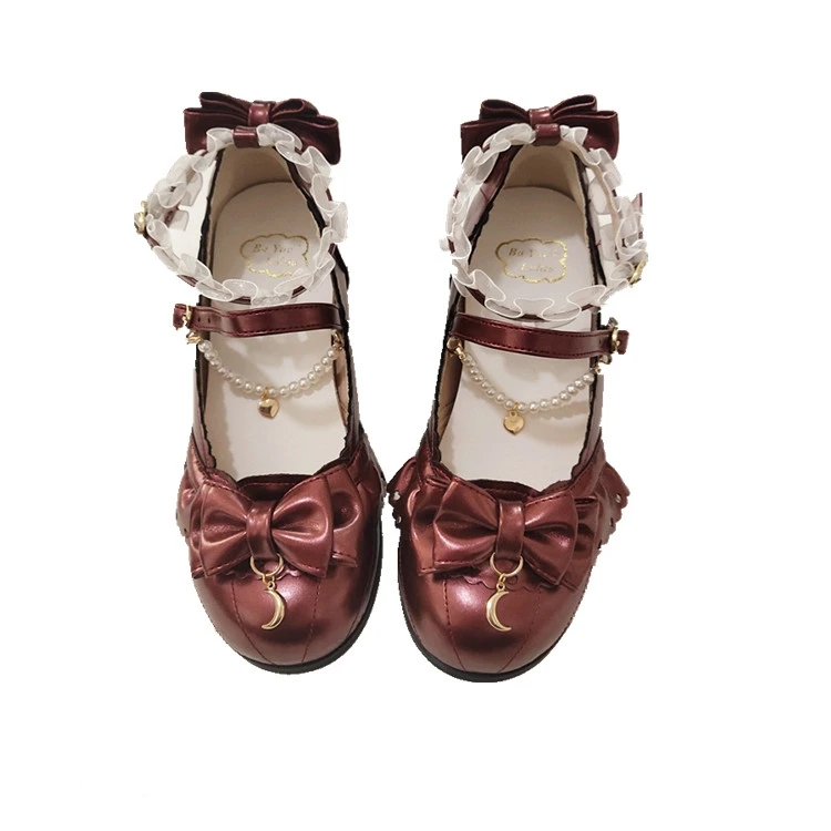 

Harujuku Sweet Lolita Shoes Vintage Round Head Thick Heel Women Shoes Cute Lace Bowknot Princess Kawaii Shoes Loli Cosplay