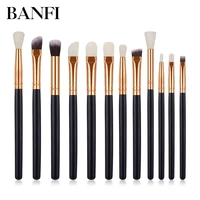 banfi 12pcs professional eyes makeup brushes set black eyebrow eye shadow lip blending brush beauty makeup brush maquiagem tools