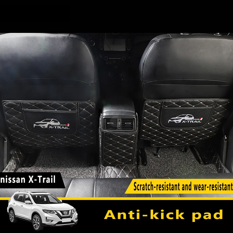 For Nissan X-Trail 2019 Car Seat Back PU Leather Protector Dust-Proof Kick Mat Protect From Mud Dirt Waterproof Child Pad | Автомобили и