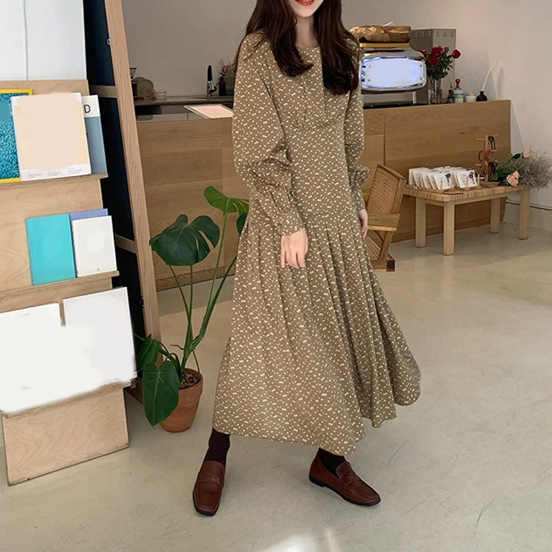 RICININA свободное платье для женщин весна длинный рукав о-образный вырез имперский