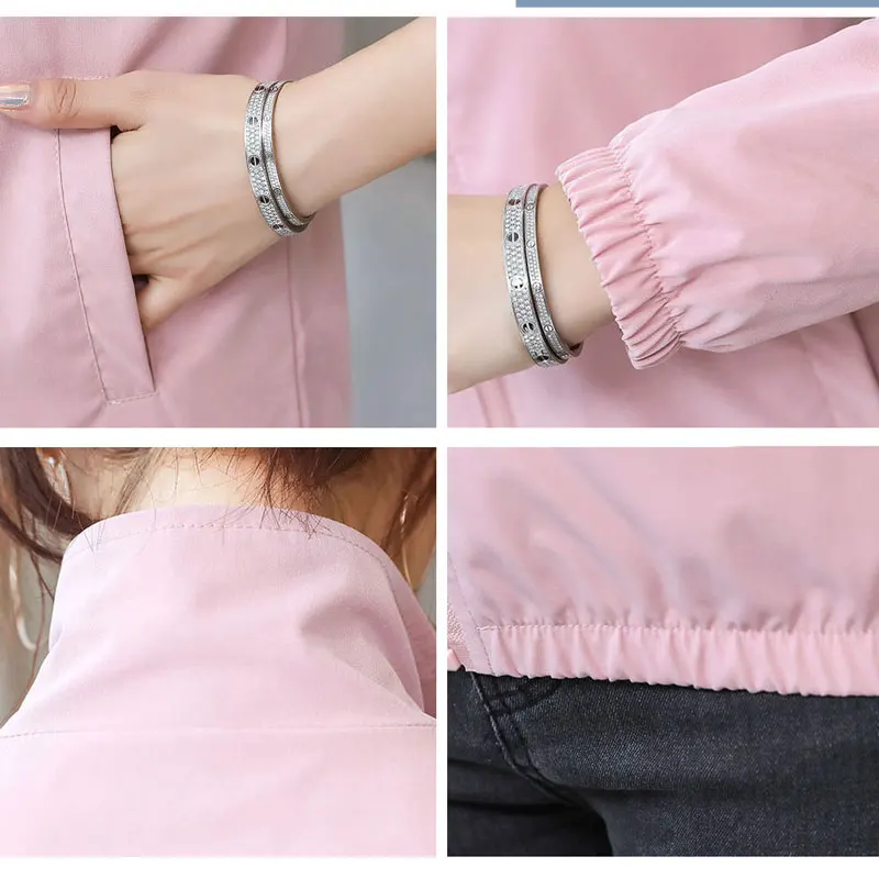 

Spring Autumn Light Jacket Women Oversize Casual Loose Women's Clothing Windbreaker 2021 New All-match Stand-up Collar Outwear