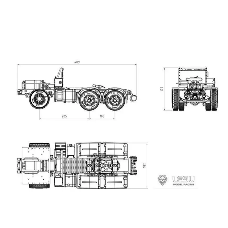 Металлическое шасси LESU 6x4 1/14 для трактора TAMIYA MAN TGX 56325|Радиоуправляемые грузовики|