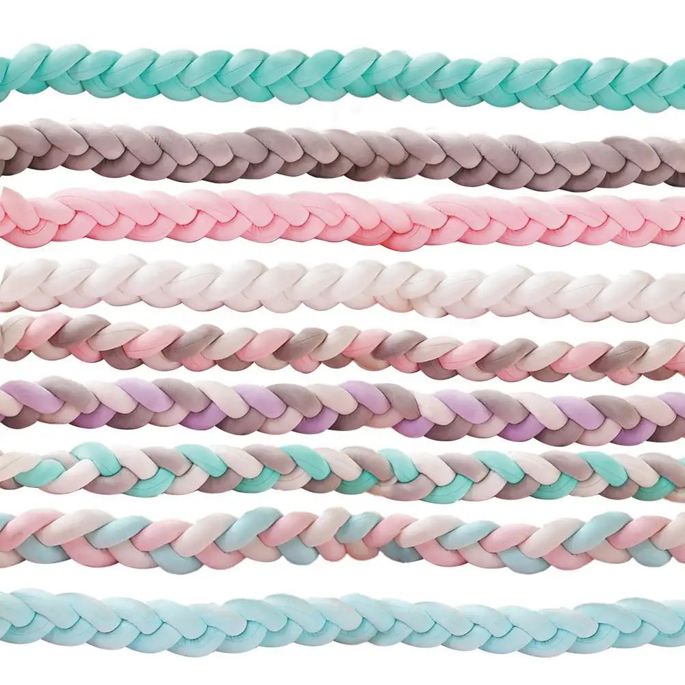 

Twist Braid Cot Bumper Soft Protective Strip For Babies' Cradle Bed Braid Knot Pillow Cushion Bumper For Infant Crib Bumpers
