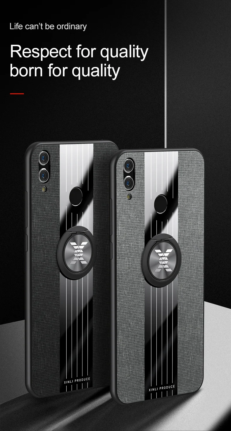 Для huawei honor 8X 7X 6X чехол Роскошный Жесткий тканевый с кольцом магнитный штатив тонкий защитный чехол для huawei honor 8X max honor 7x