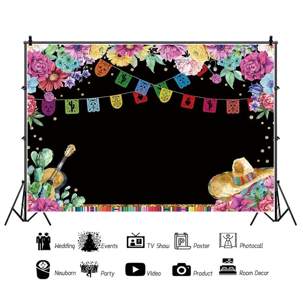 Виниловый фон для студийной фотосъемки с изображением пятых мая Мексики кактуса