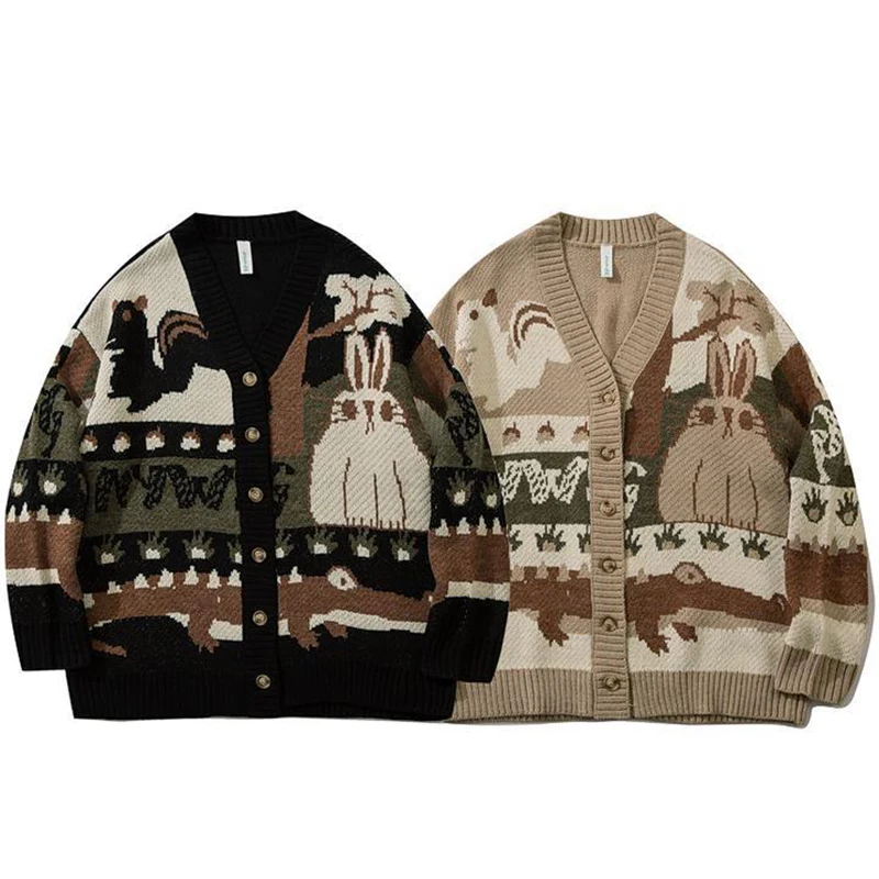 

Винтажный Кардиган, Свитер оверсайз, новый мультяшный вязаный свитер в японском стиле Харадзюку, пуловер в стиле хип-хоп, уличная одежда, св...