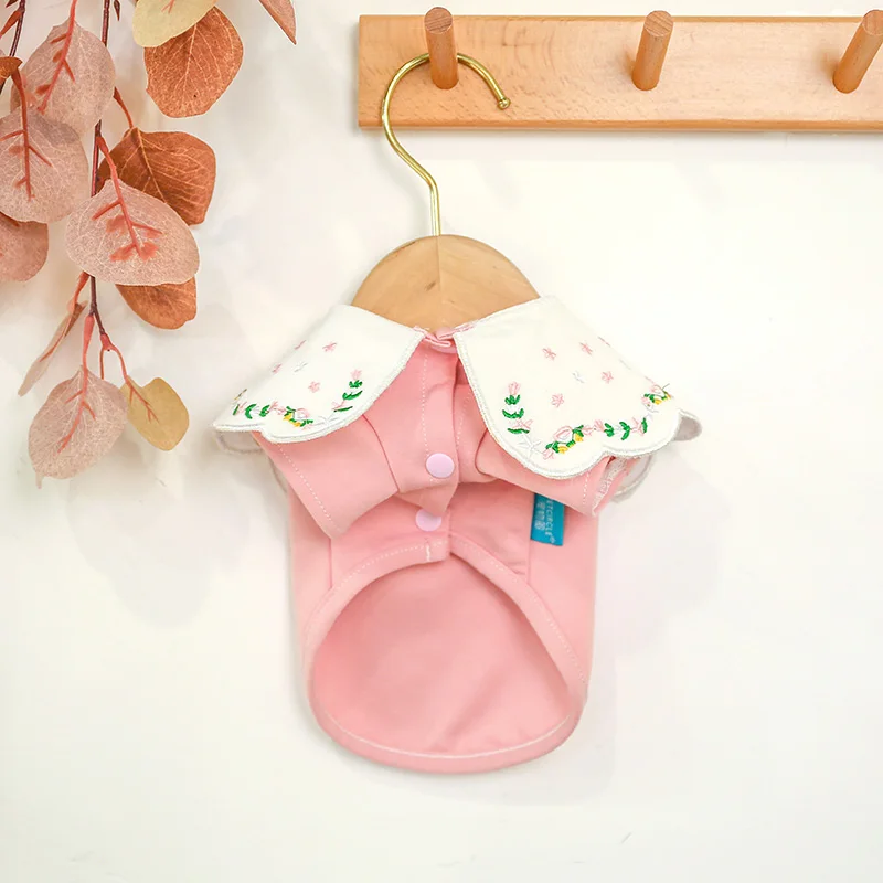 PETCIRCLE одежда для щенков воротник в виде листьев лотоса вышитая рубашка питомцев