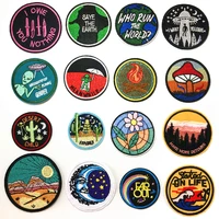 cactus alien et ufo fire burning mushroom embroidery with badges iron on high quality patches for clothing bag jeans diy