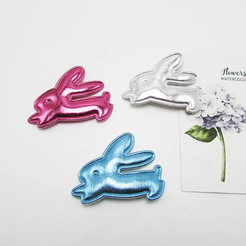 

Newest 50Pcs 5*5cm Glitter Animal Rabbit Head Shape Planar Resin Cabochon Sticker Patch Sticker Clay Beads Charms DIY
