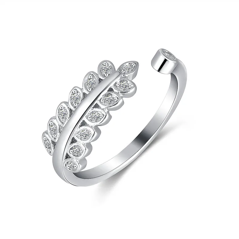 

Simple Fashion Silver Color Open Leaf Ring For Women Adjustable Ring Female Trendy Jewelry