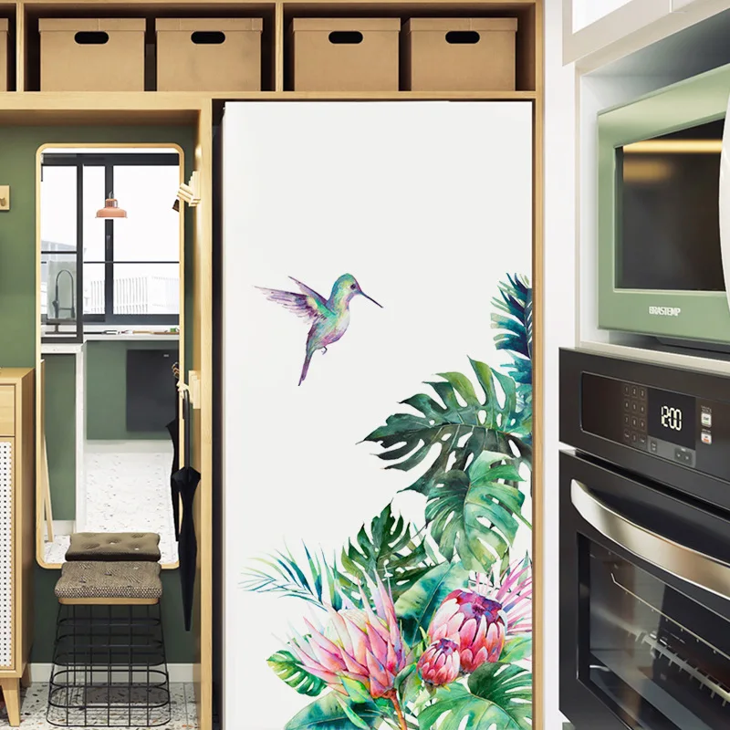 

Tropical leaves flowers bird wall stickers bedroom living room decoration mural home decor decals removable stickers wallpaper