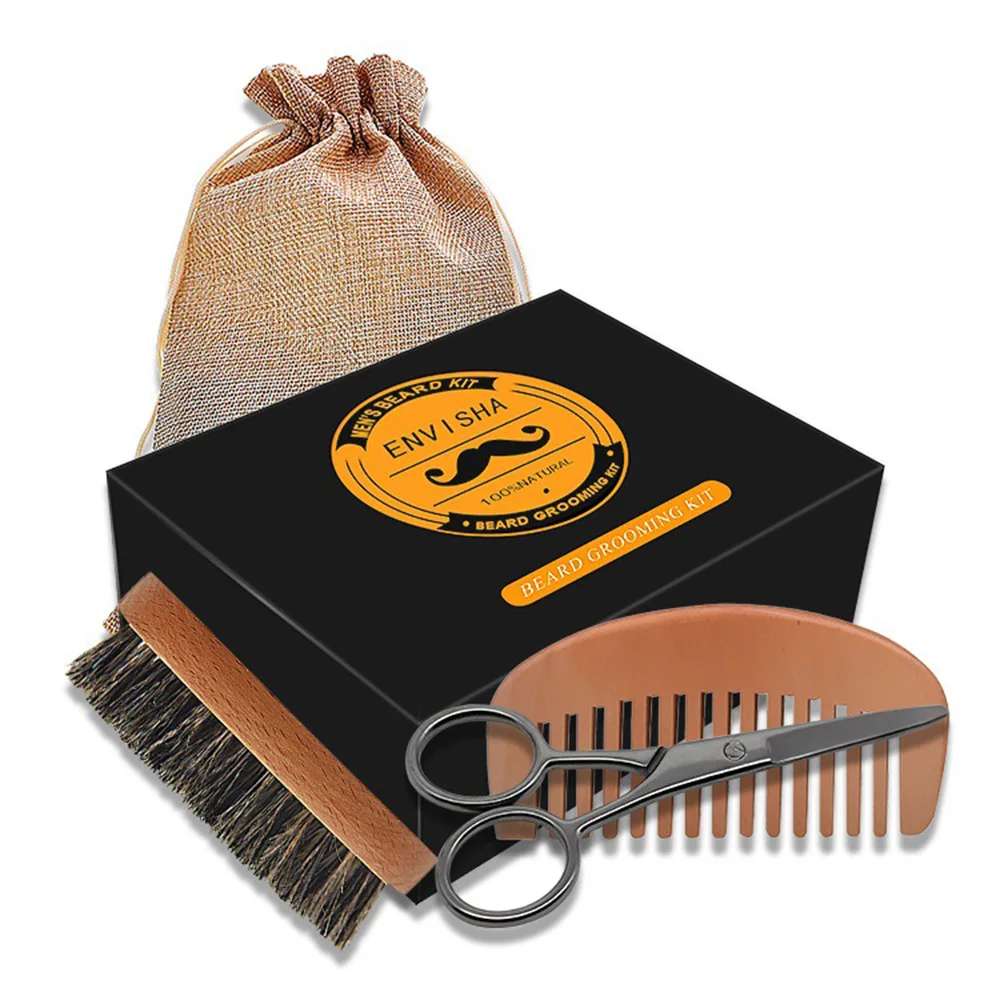 

1 Set Men Beard Grooming Kit Mustache Beard Hair Growth Oil Styling Tool Beard Essential Balm Comb Moisturize Wax Scissor Kits