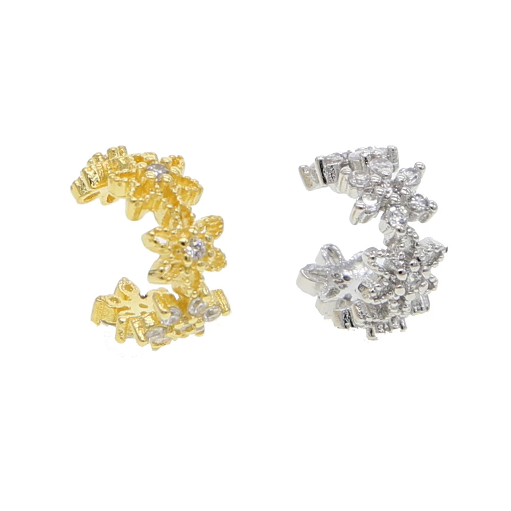 Изящные серьги манжеты с цветами для девочек детские без пирсинга 100% 925 пробы