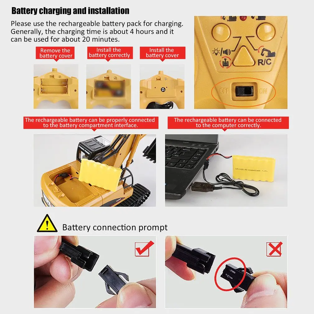 Экскаватор на радиоуправлении 15CH 1:14 строительный экскаватор беспроводной