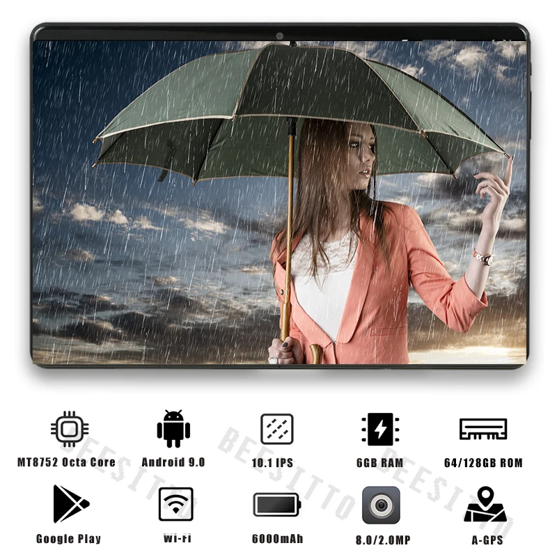 10-дюймовый планшетный ПК 6 ГБ ОЗУ 128 Гб ПЗУ 1280*800 ips две sim-карты 4G LTE FDD Wifi Android 9,0 планшет 10,1+ подарки