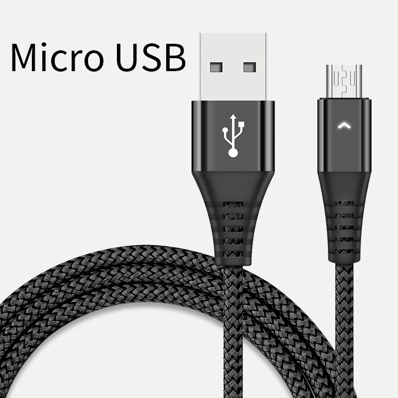 Black HANNORD Micro USB кабель для быстрой зарядки 1,2 A Светодиодный индикатор 1,8/м данных Syn нейлоновый плетеный шнур для зарядки телефона Android - Цвет: Black