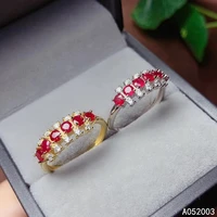 kjjeaxcmy fine jewelry 925 sterling silver inlaid natural ruby new female ring woman girl miss support detection