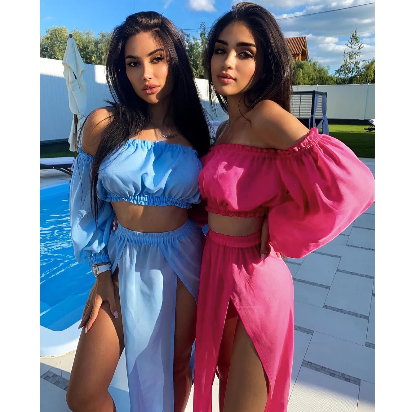 Новинка 2021 накидка купальник с юбкой шифоновая пляжная юбка разрезом женская