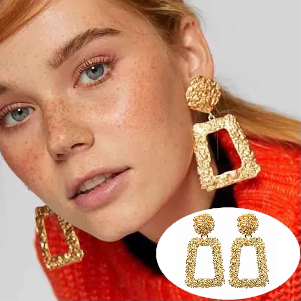 Геометрические металлические серьги подвески для женщин и девушек современные