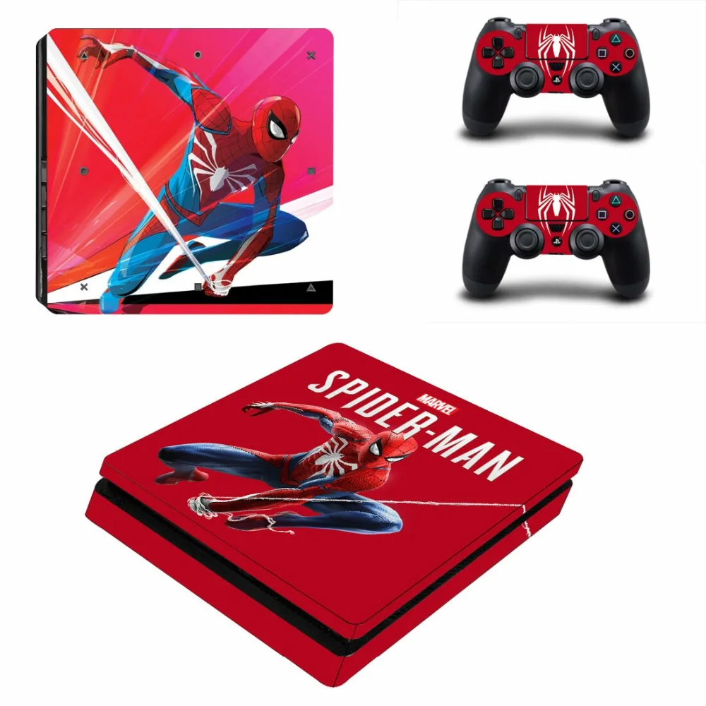 Marvel Человек-паук PS4 тонкая кожа Наклейка Винил для консоли playstation 4 и 2 контроллеров PS4 тонкая кожа Наклейка s Наклейка Человек-паук