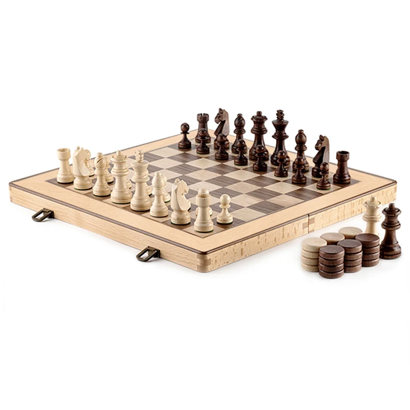 New Top Grade Refined Wooden Folding Large Chess Set Checkers Solid Wood Maple Chessboard Entertainment Board Game Children Gift