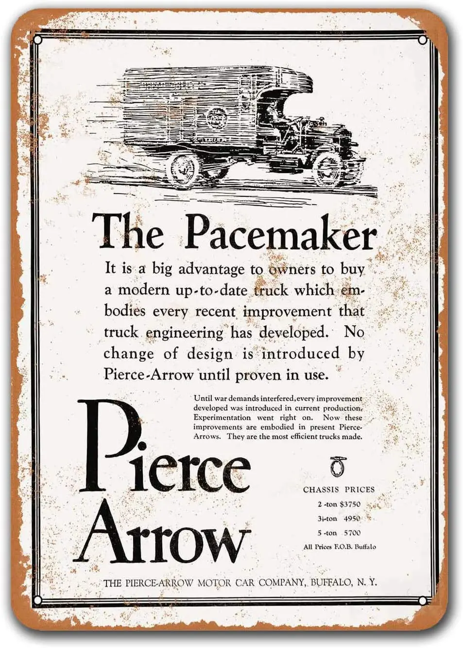 

1921 Pierce-Arrow Motor Cars Vintage Tin Signs Cars, Sisoso Metal Plaques Poster Man Cave Pub Retro Wall Decor 8x12 inch