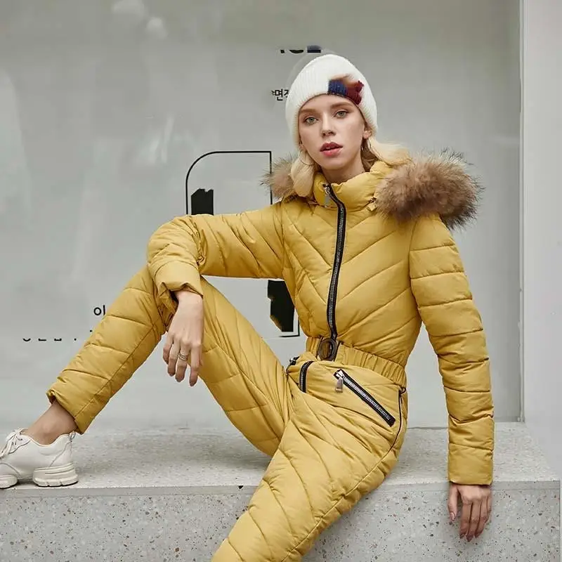 Зимние комбинезоны с капюшоном женские спортивные костюмы элегантные хлопковой