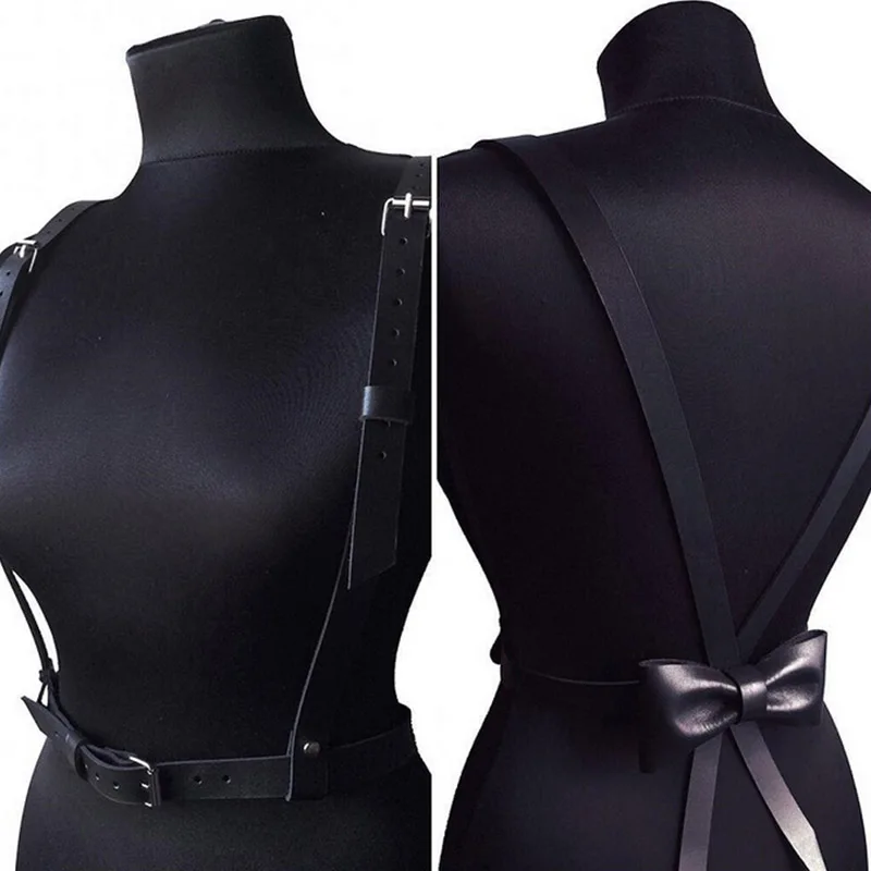 Gothic Sexy Body Belt Crop Top Bondage Harness Women Sexy Toys Adults PU Leather Bow-knot Suspenders Straps Garters Belt