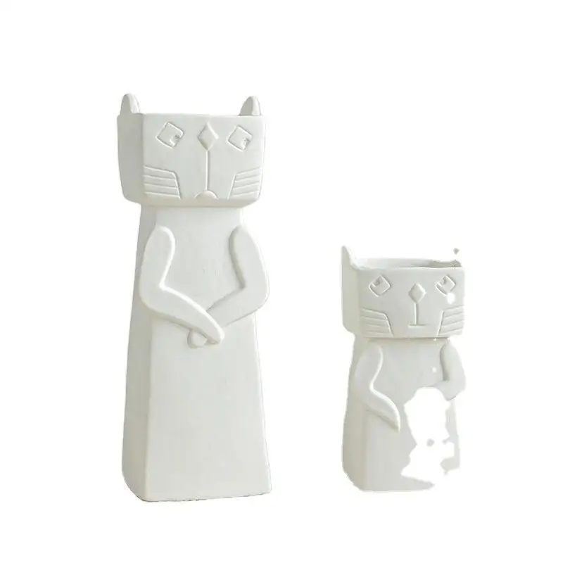 

Simple New Chinese European Style Vase Decoration Dried Flowers and Flowerpot Home Decoration Ceramic Cute Naughty Cat