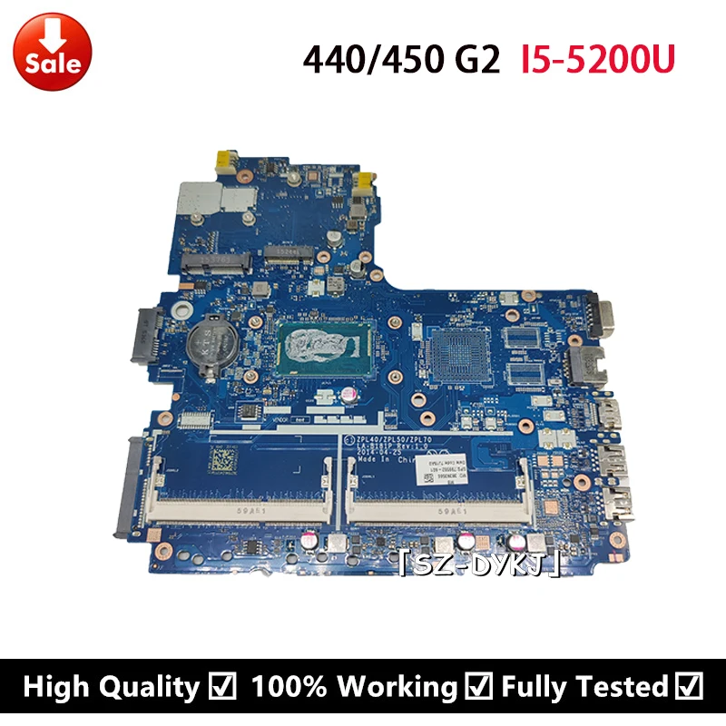 

For HP 440 450 G2 Laptop Motherboard With SR23Y I5-5200U CPU 799552-601 799552-001 ZPL40 ZPL50 ZPL70 LA-B181P Mainboard