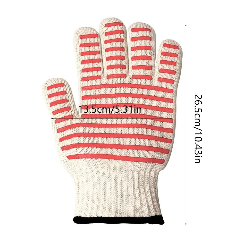 

2PCS Oven Gloves Heat Resistant Non-Slip Barbecue Gloves Cotton Silicone Cooking Mitts Cooking Heat Resistant Kitchen Mittens