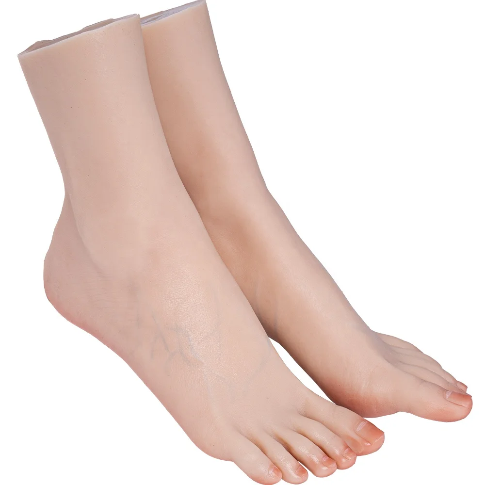 Silicone Foot Mannequin Feet with Flexible Toes for Sock Drawing Shoe Display and Collection TG3700D