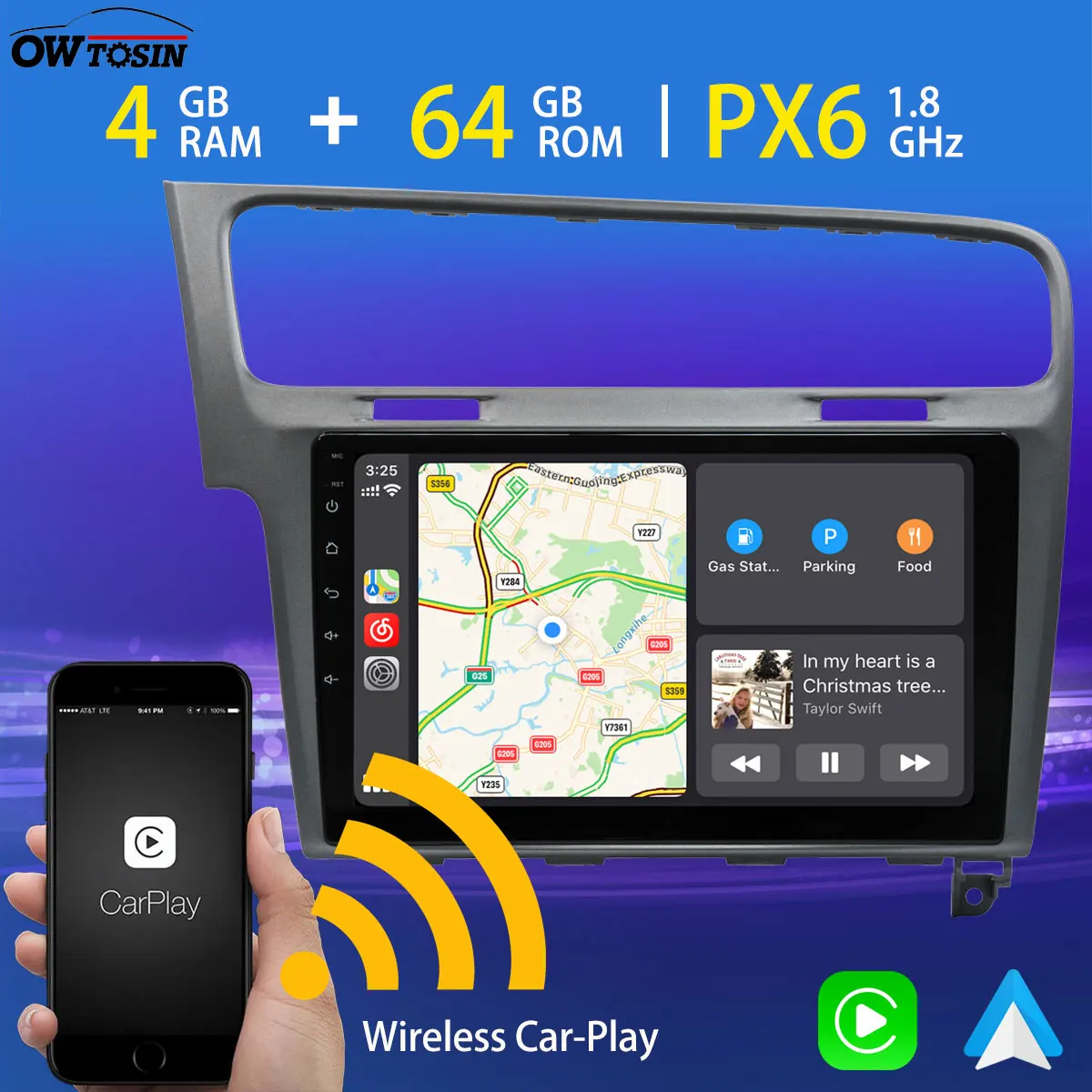 Автомобильная Мультимедийная система Carplay на Android 10 с GPS 1 дюйма 4 Гб + 64 ГБ Bluetooth 5