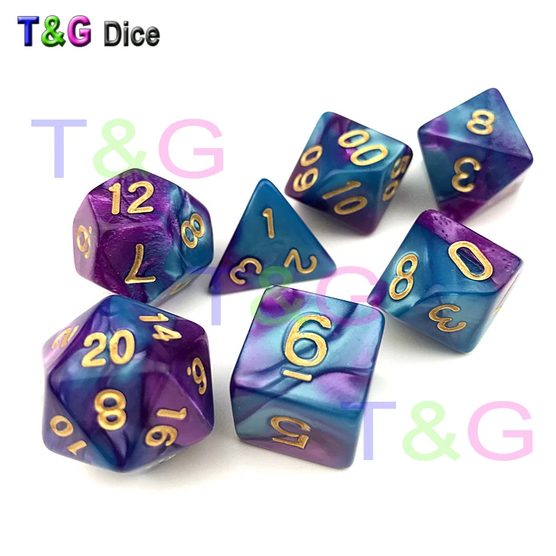 Новые разноцветные кубики Dado Набор для подземелий и драконов Rpg игра 7 шт./компл.